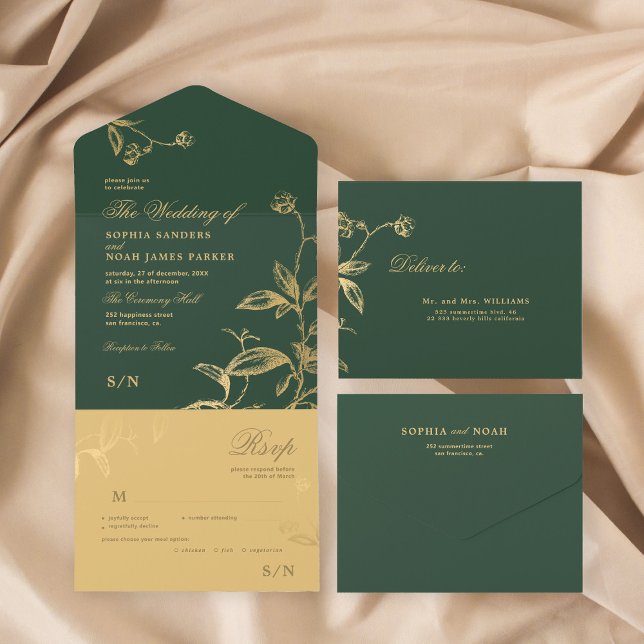 Guld grönt elegant botaniska bröllop (Skapare uppladdad)
