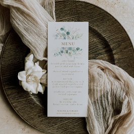 Guld Grönt Eucalyptus Bröllop Menu Meny