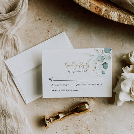 Guld Grönt Eucalyptus Bröllop OSA Card