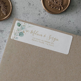 Guld Grönt Eucalyptus Bröllop Returadress Returadress Etikett