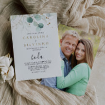 Guld Grönt Eucalyptus Calligraphy Boda Bröllop