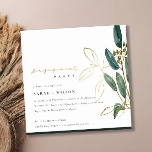 GULD GRÖNT EUCALYPTUS FOLIAGE ENEGAGAGAGAGE INBJUD TACK KORT