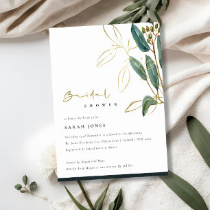 GULD GRÖNT EUCALYPTUS FOLIAGE MÖHIPPA INBJUDAN