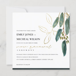 GULD GRÖNT EUCALYPTUS FOLIAGE VOW RENEWAL INBJUDAN