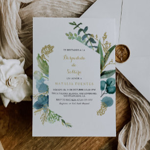 Guld & Grönt Eucalyptus Spanska Möhippan Inbjudningar