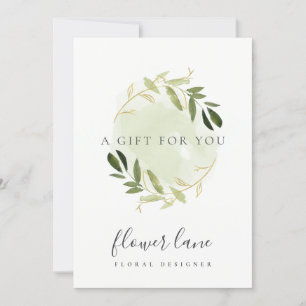GULD GRÖNT FAUNA WREATH GIFT CERTIFICATE CARD JULKORT