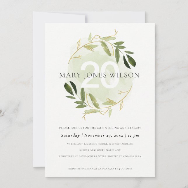 GULD GRÖNT FAUNA WREATH VARJE ÅR ÅRSKORT TACK KORT (Framsida)