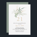 Guld Grönt Foliage 21:a födelsedag Party Inbjudningar<br><div class="desc">Den här guld-gröntens 21:a födelsedagsinbjudan är perfekt för en julfest. Den här konstnärliga utformningen har hand om vattenfärgen guld och gröntens bladverk och inspirerar till naturskönhet.</div>