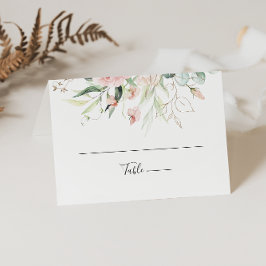 Guld Grönt Foliage Blommigt Bröllop-platskort Placeringskort