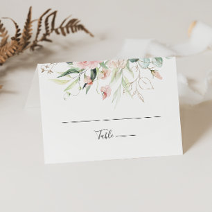 Guld Grönt Foliage Blommigt Bröllop-platskort Placeringskort