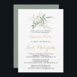 Guld Grönt Foliage Calligraphy Bat mitzvah Inbjudningar<br><div class="desc">Denna bat mitzvah inbjudan till guld grönt-folktrografi är perfekt för en rustisk bat mitzvah. Den här konstnärliga utformningen har hand om vattenfärgen guld och gröntens bladverk och inspirerar till naturskönhet.</div>