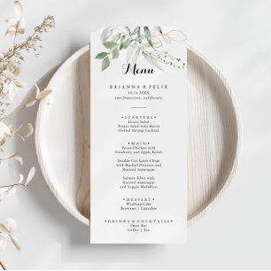 Guld Grönt Foliage Dinner Menu Meny