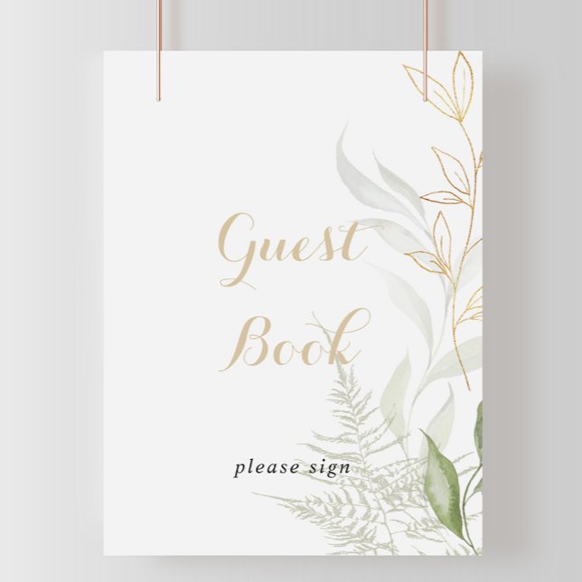 Guld Grönt Foliage Guest Bok-tecken Poster (Skapare uppladdad)