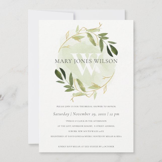 GULD GRÖNT FOLIAGE WREATH MÖHIPPA CARD TACK KORT (Framsida)