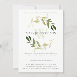 GULD GRÖNT FOLIAGE WREATH SHOWER BY POST Card Tack Kort