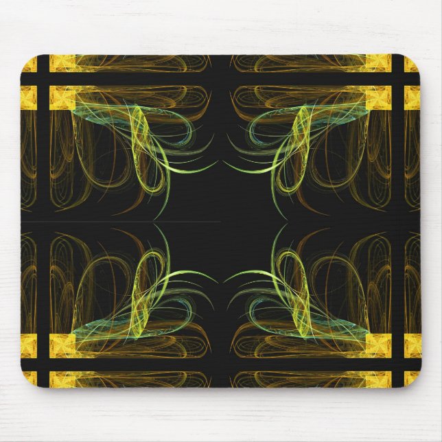 Guld & Grönt Fractal Mousepad Musmatta (Framsidan)