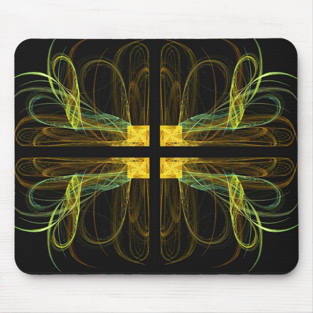 Guld & Grönt Fractal Mousepad Musmatta (Framsidan)