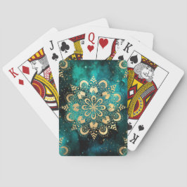 Guld & Grönt Galaxy Dharma Mandala Mönster Casinokort