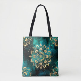Guld & Grönt Galaxy Dharma Mandala Mönster Tygkasse