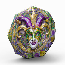 Guld Grönt Lila Mardi Gras Jester Mask