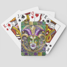 Guld Grönt Lila Mardi Gras Jester Mask