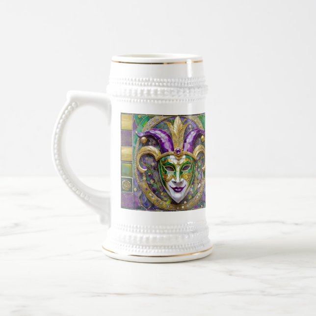 Guld Grönt Lila Mardi Gras Jester Mask Sejdel (Vänster)