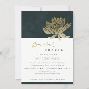 GULD GRÖNT LOTUS BLOMMIGT MÖHIPPA INBJUDAN