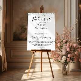 Guld Grönt Löv Bröllop Opluggat Ceremony Poster