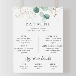 Guld Grönt Löv Bröllop Pub Menu Poster