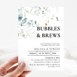 Guld Grönt Löv Bubbles & Brews Möhippa Inbjudningar