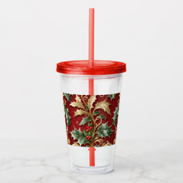 Guld Grönt Löv Red Helgdag Acrylic Tumbler Take Away Mugg