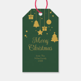 Guld Grönt Ornament jul Presentetikett