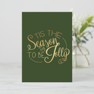 guld Grönt Personlig för "Tis the Season" Julkort