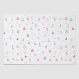 Guld Grönt Red Julgranar Mönster