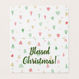 Guld Grönt Red Julgranar Mönster Kort