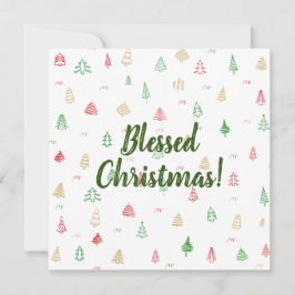 Guld Grönt Red Julgranar Mönster Kort