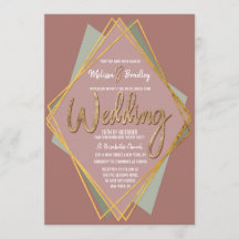 Guld Grönt Rosa och Mauve Geometric Bröllop