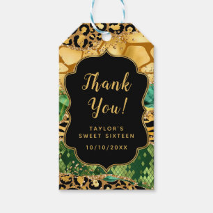 Guld Grönt Safari Agate Sweet sixteen Tack Presentetikett