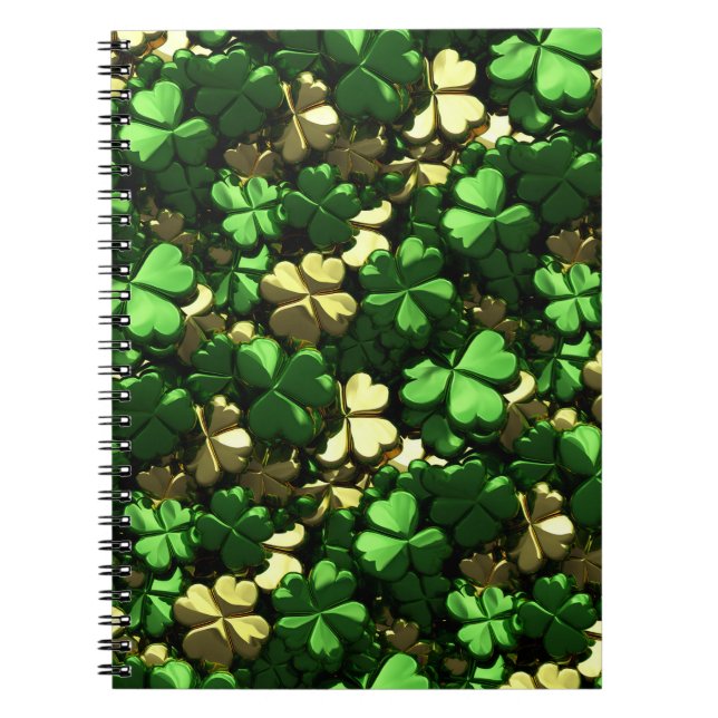 Guld Grönt Shamrocks Anteckningsbok (Framsidan)
