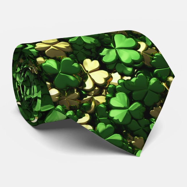 Guld Grönt Shamrocks Slips (Rullad)