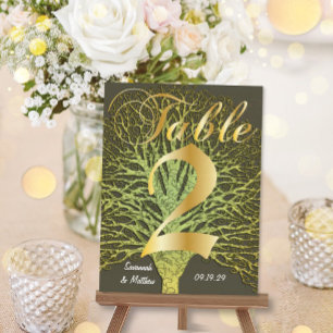 Guld Grönt Swirly Träd Bordsnummer 2