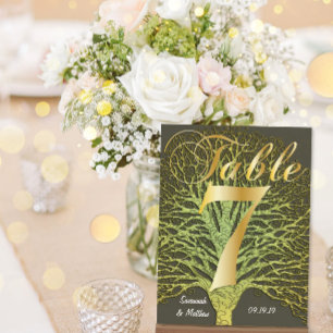 Guld Grönt Swirly Träd Bordsnummer 7