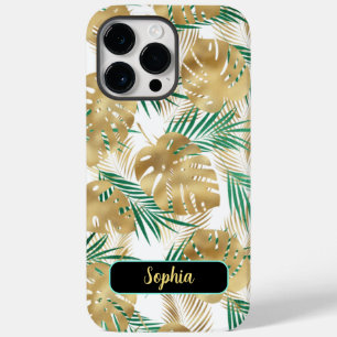 Guld & Grönt Tropical Löv, Guld Namn, White