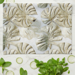 Guld Grönt Tropical Löv Sage Kökshandduk