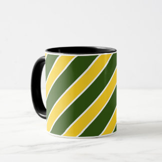 Guld/grönt, vit sätter band, randar, metat som mugg