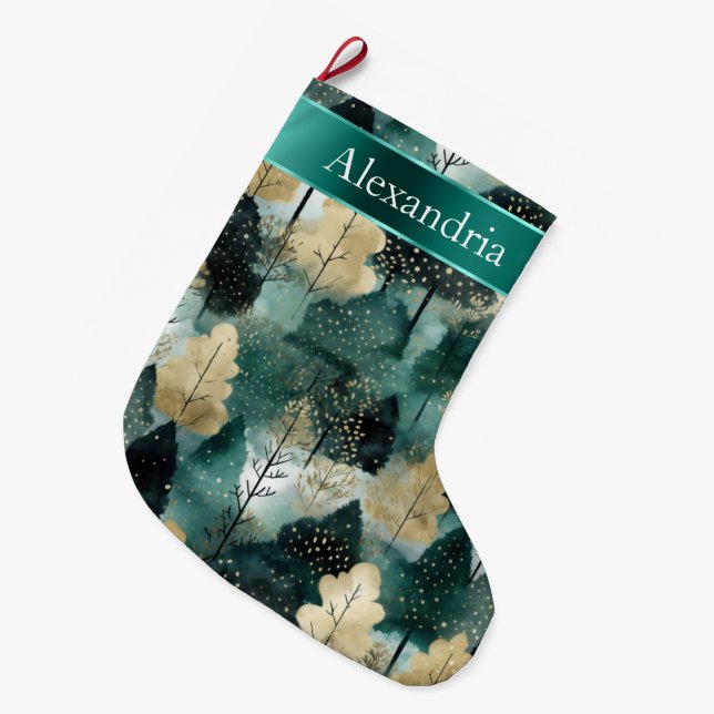 Guld Grönt White Träd jul Namn Stor Julstrumpa (Framsidan (Hängande))