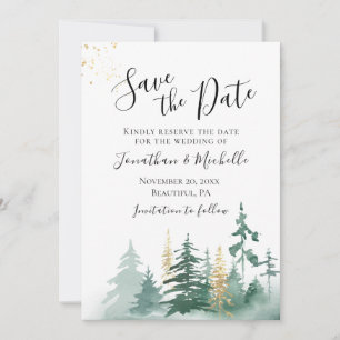 Guld Grönt Woodland Gräs Träd inspiration Spara Datumet