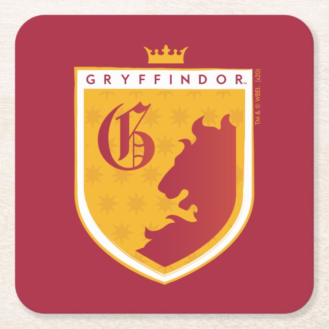 Guld GRYFFINDOR™ Crowed Vapensköld Underlägg Papper Kvadrat (Framsidan)