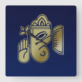 Guld gudinna Ganesha - muren Clock Fyrkantig Klocka