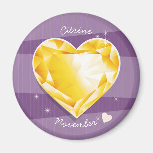 Guld- gul hjärta för Birthstones November Citrin Magnet